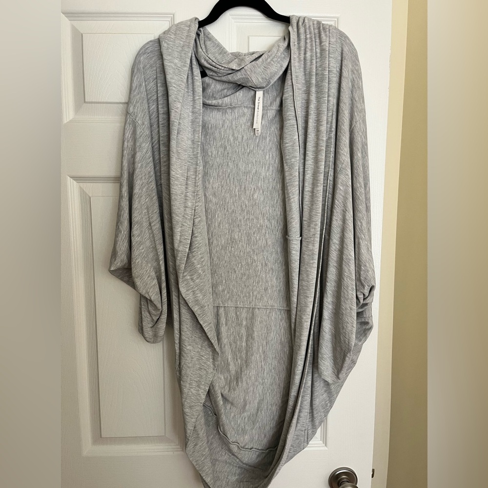 Long Gray Draped Cardigan